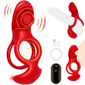 Vibrating Cock Ring for Men, Dual Motor Remote Control Penis Vibrator with Clit Stimulator Adult Toys for Couples