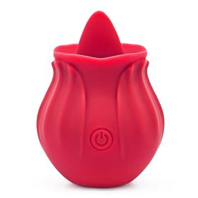 Rose Tongue Vibrator SuckinGModes-Waterproof Hand Wand Massager with Multi Function,Medical Silicone,Rechargeable USB (Color: Red)